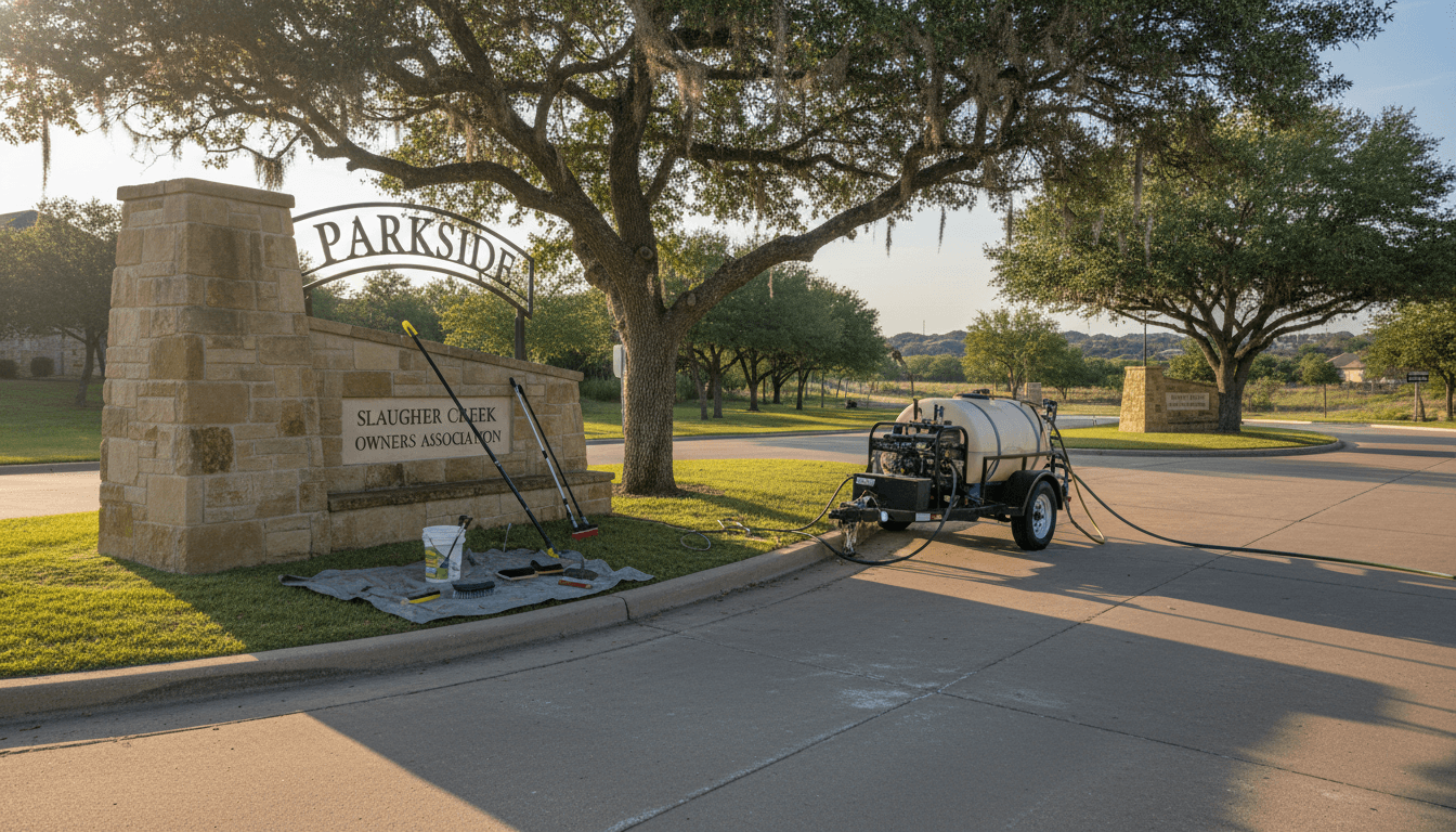 Our monuments at Parkside entrances will be getting cleaned today