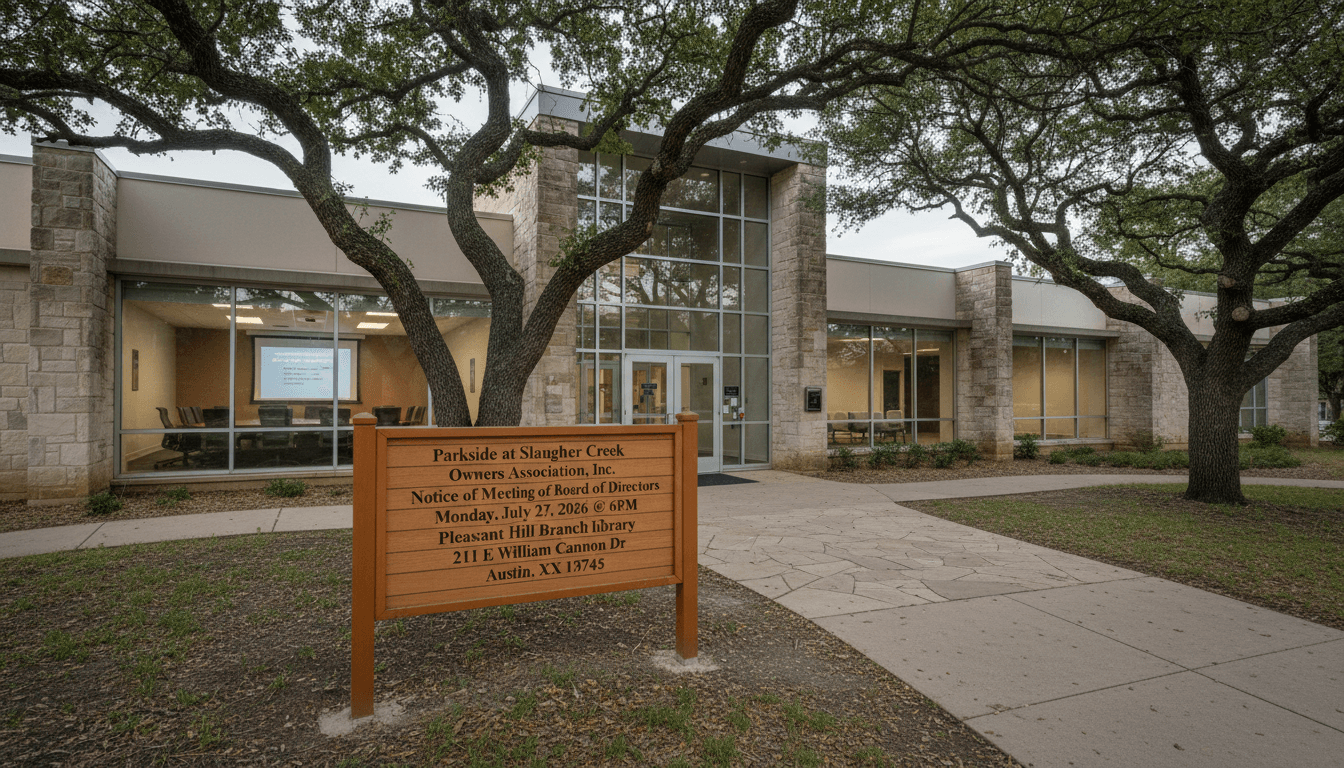 Notice of Meeting of the Board of Directors-Monday, July 27, 2026 @ 6PM @ Pleasant Hill Branch Library